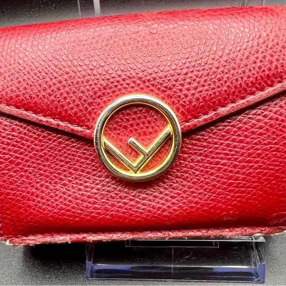 Fendi Handbags - Fendi Calf Leather F Logo Barola Red Micro Trifold Wallet, model 8M0395